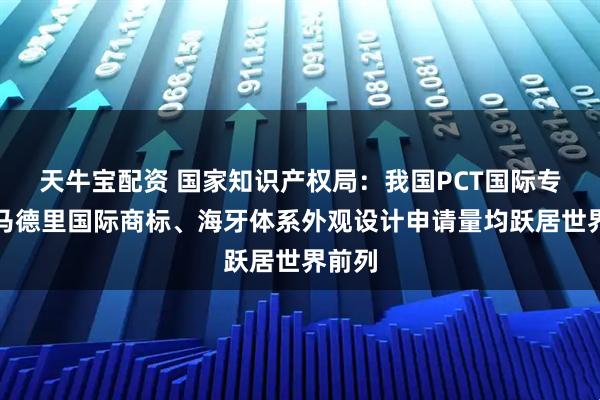 天牛宝配资 国家知识产权局：我国PCT国际专利、马德里国际商标、海牙体系外观设计申请量均跃居世界前列