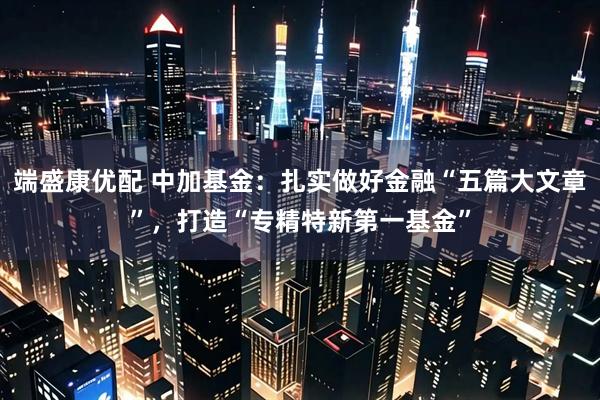端盛康优配 中加基金：扎实做好金融“五篇大文章”，打造“专精特新第一基金”