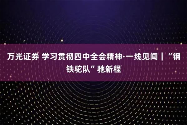 万光证券 学习贯彻四中全会精神·一线见闻｜“钢铁驼队”驰新程