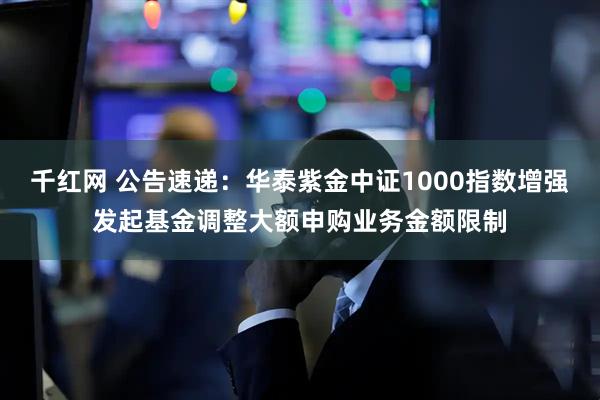 千红网 公告速递:华泰紫金中证1000指数增强发起基金调整大额申购业务金额限制